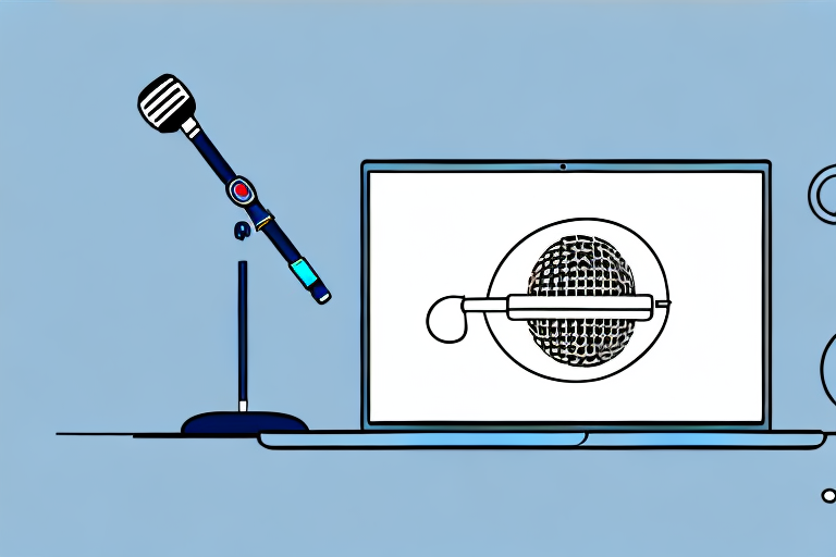 A microphone connected to a laptop