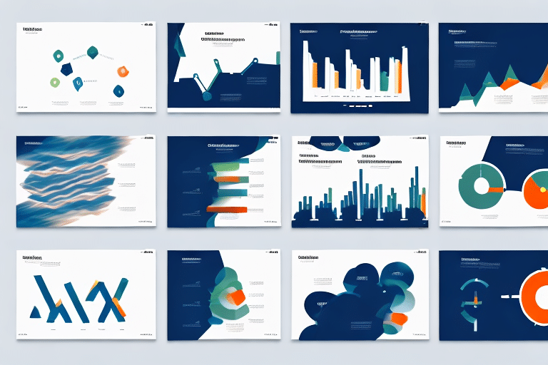 A series of powerpoint slides with different data visualizations