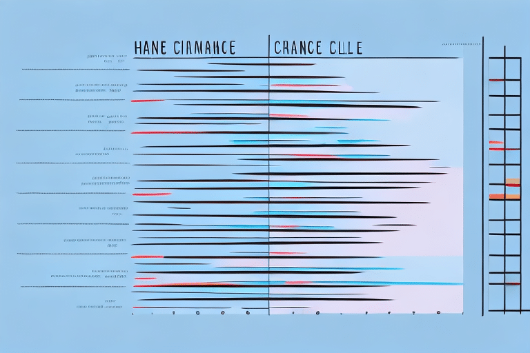 A column chart with a range of values