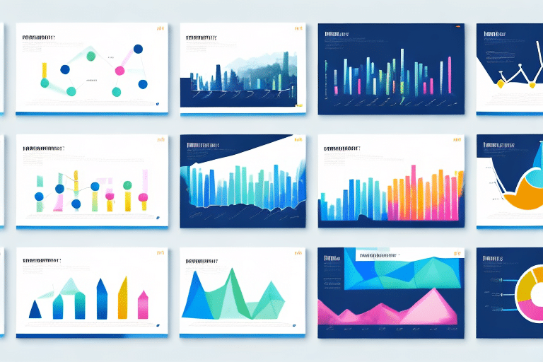 A powerpoint presentation with colorful charts and graphs