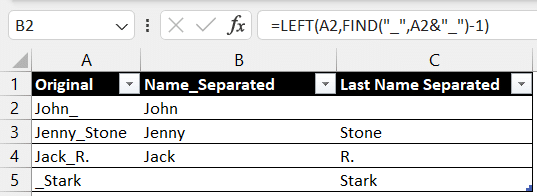 Separate First and Last Name in Excel (Split Names Using Formulas)