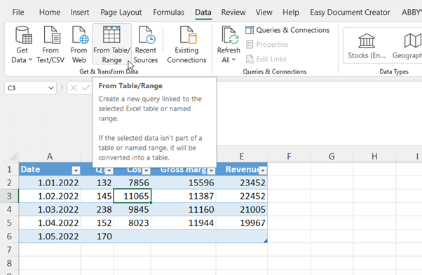 excel table query consolidate kpis