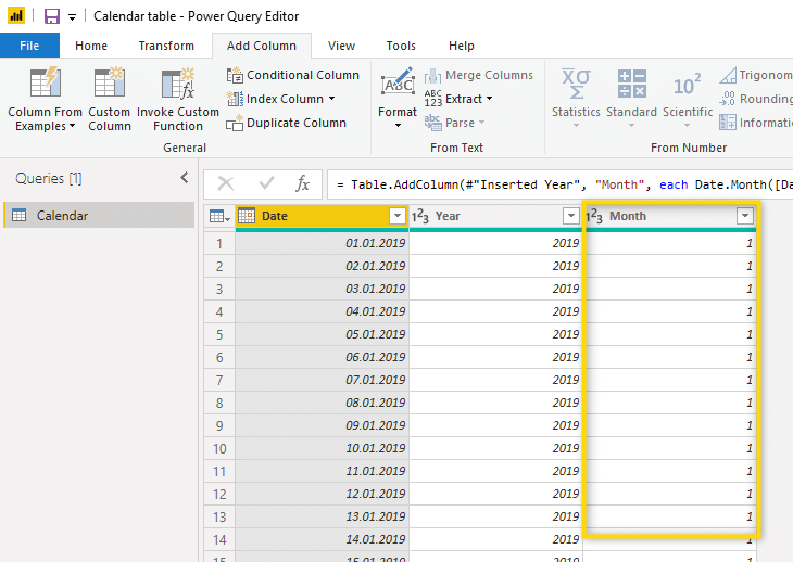 adding month number in Power BI
