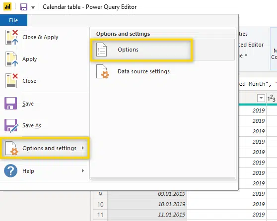 change language calendar table power bi