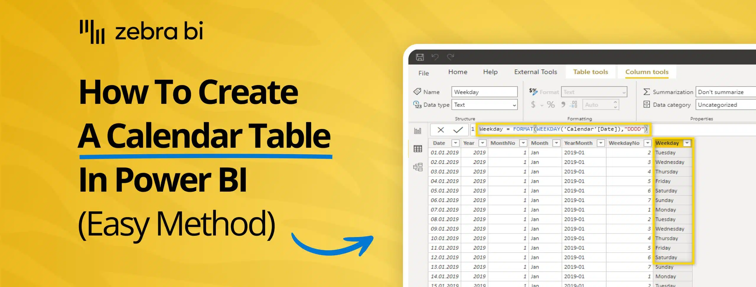 create calendar table in power bi